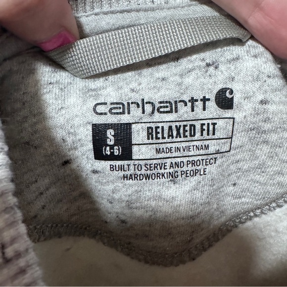 Carhartt Relaxed Fit Women’s Crewneck Sweatshirt Gray Logo Small - Picture 8 of 8